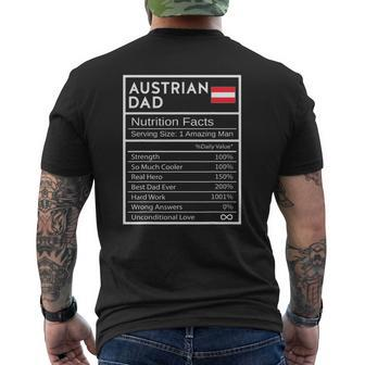 Austrian Dad Nutrition Facts National Pride For Dad Mens Back Print T-shirt | Mazezy