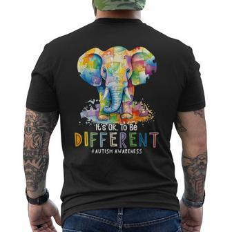 Autism Awareness Acceptance Elephant It's Ok To Be Different Men's T-shirt Back Print - Monsterry UK
