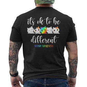 Autism Awareness Cat It's Ok To Be Different Autistic Men's T-shirt Back Print | Mazezy AU
