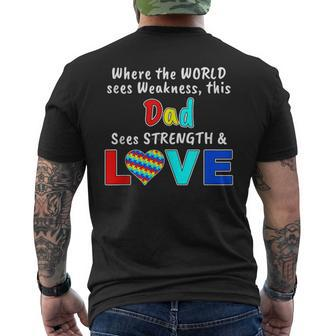 Autism Awareness Dad Strength Love Men's T-shirt Back Print - Monsterry
