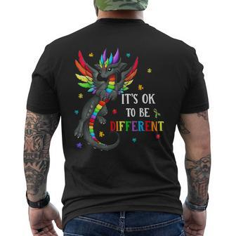 Autism Awareness Day Dragon It's Ok To Be Different Mens Back Print T-shirt - Thegiftio UK