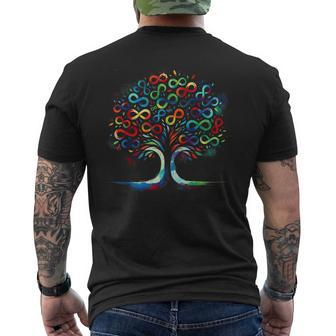 Autism Awareness Month Symbol Infinity Tree Watercolor Men's T-shirt Back Print - Monsterry