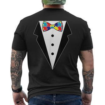 Autism Awareness Puzzle Neck Tie 2017 Tuxedo Bowtie Men's T-shirt Back Print - Monsterry