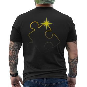 Autism Awareness Puzzle Piece Total Solar Eclipse 2024 Men's T-shirt Back Print - Seseable