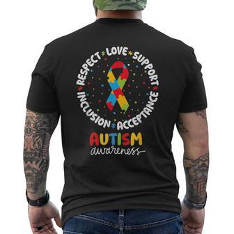 Autism Awareness Respect Love Support Acceptance Inclusion Men's T-shirt Back Print - Seseable