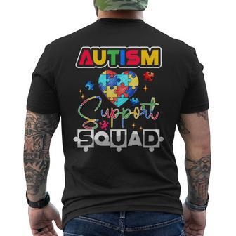 Autism Awareness Autism Squad Support Team Colorful Puzzle Men's T-shirt Back Print | Mazezy