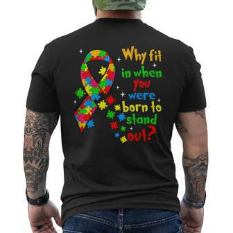 Autism Awareness Why Fit In When You Were Born To Stand Out Men's T-shirt Back Print - Seseable