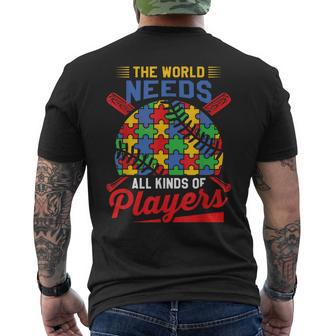 Autism Baseball The World Needs All Kinds Of Players Men's T-shirt Back Print | Mazezy