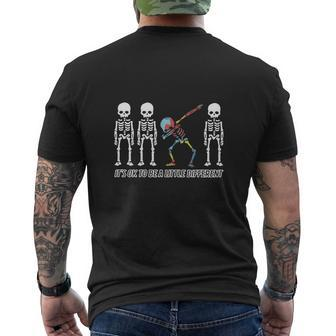 Autism Dabbing Skeletons It’S Ok To Be A Little Different Shirt Mens Back Print T-shirt - Thegiftio UK