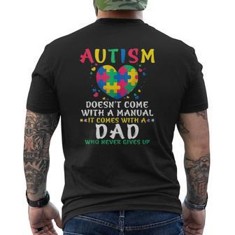 Autism Doesn't Come With Manual Dad Autism Awareness Puzzle Mens Back Print T-shirt | Mazezy DE