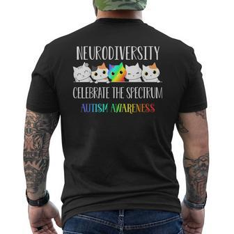 Autism Embrace Neurodiversity Celebrate The Spectrum Cat Men's T-shirt Back Print - Seseable