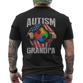 Autism Grandpa American Flag Mens Back Print T-shirt | Mazezy