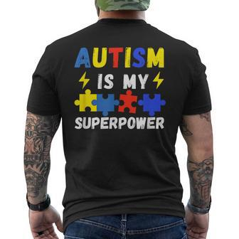 Autism Is My Superpower Autism Awareness Men's T-shirt Back Print | Mazezy