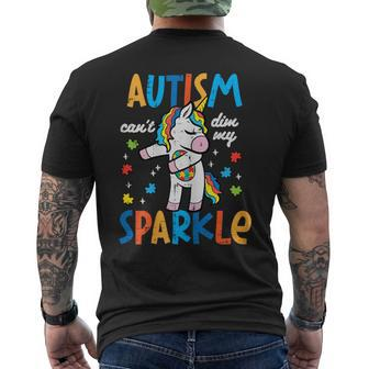 Autism Unicorn Floss Cant Dim My Sparkle Awareness Girls Kid Men's T-shirt Back Print | Mazezy AU