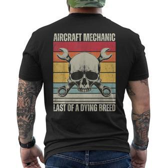 Aviation Mechanic Vintage Skull Vintage Aircraft Mechanic Men's T-shirt Back Print - Monsterry DE