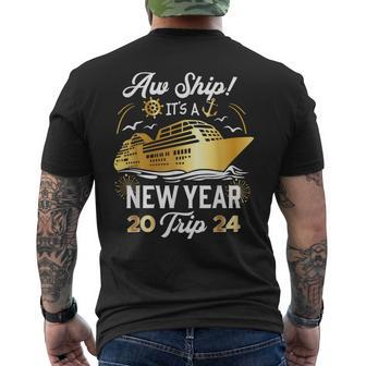 Aw Ship It's A New Year Trip Cruise Vacation Matching Men's T-shirt Back Print - Seseable