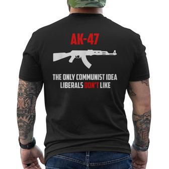 Awesome Ak-47 The Only Communist Idea Liberals Don't Like Men's T-shirt Back Print - Monsterry