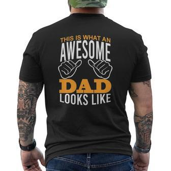 Awesome Best Dad Thumbs Up Proud Daddy Father's Day Mens Back Print T-shirt | Mazezy CA