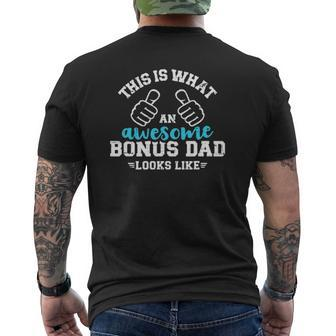 This Is What An Awesome Bonus Dad Looks Like Mens Back Print T-shirt | Mazezy