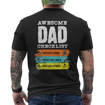 Awesome Dad Checklist Hilarious Geeky Men's T-shirt Back Print - Monsterry UK