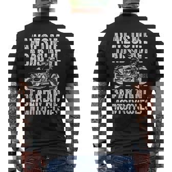 Awesome Dads Have Tattoos & Beards Motorcycle Father's Day Men's T-shirt Back Print - Thegiftio