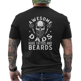 Awesome Dads Have Tattoos And Beards Beard Mens Back Print T-shirt | Mazezy