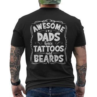 Awesome Dads Have Tattoos And Beards Father's Day Mens Back Print T-shirt - Thegiftio UK