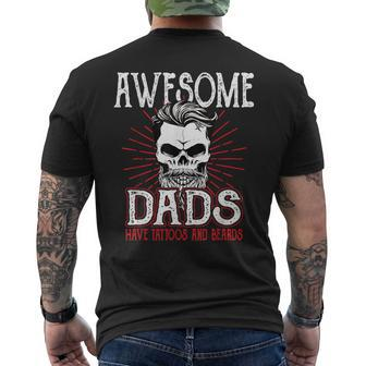 Awesome Dad's Have Tattoos Father Son Daughter Dad Daddy Men's T-shirt Back Print - Monsterry