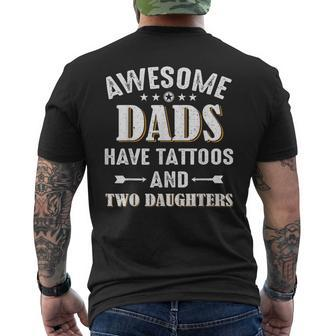 Awesome Dads Have Tattoos And Two Daughters Men's T-shirt Back Print - Monsterry DE
