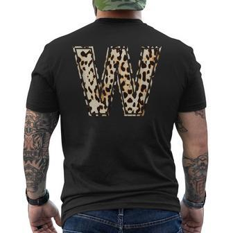 Awesome Letter W Initial Name Leopard Cheetah Print Men's T-shirt Back Print - Monsterry