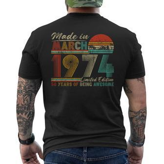 Awesome Since March 1974 Vintage 50Th Birthday Men's T-shirt Back Print - Thegiftio UK