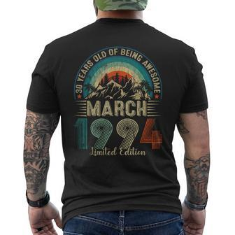 Awesome Since March 1994 Vintage 30Th Birthday Men's T-shirt Back Print - Thegiftio UK