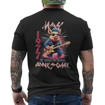 Awesome May 1977 47Th Birthday Pig Lover Guitar 47 Years Old Men's T-shirt Back Print - Thegiftio UK