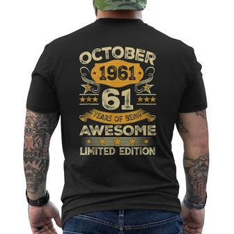 Awesome Since October 1961 61 Years Old 61St Birthday Mens Back Print T-shirt - Thegiftio