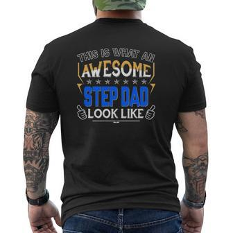 This Is What An Awesome Step Dad Bonus Dad Looks Like Thumbs Up For Father's Day Mens Back Print T-shirt | Mazezy AU