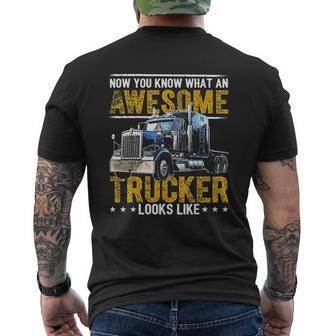 Awesome Trucker Big Truck Driver Mens Back Print T-shirt | Mazezy