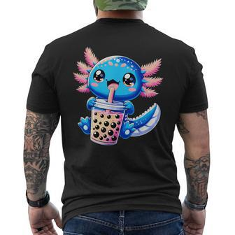 Axolotl Bubble Boba Tea Anime Cute Kawaii Blue Axolotl Men's T-shirt Back Print | Mazezy UK
