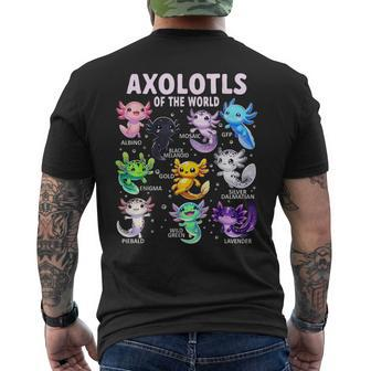 Axolotl Kawaii Axolotls Of The World Axolotl Animals Men's T-shirt Back Print | Mazezy