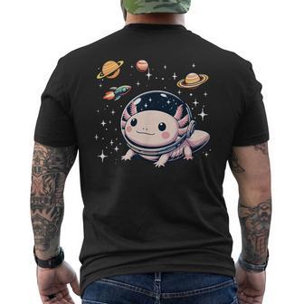 Axolotl Kawaii Cute Axolotls Astronaut Planets Space Men's T-shirt Back Print - Monsterry CA