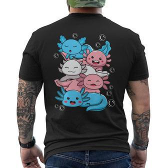 Axolotl Pile Transgender Flag Trans Lgbtq Kawaii Men's T-shirt Back Print - Thegiftio UK
