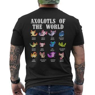 Axolotls Of The World Mexican Salamander Chart Amphibian Men's T-shirt Back Print - Thegiftio UK