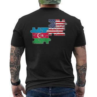 Azerbaijan Usa Vintage Flag American Azerbaijani Men's T-shirt Back Print - Monsterry
