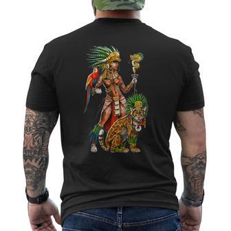 Aztec Jaguar Warrior Ancient Mayan Goddess Men's T-shirt Back Print - Monsterry