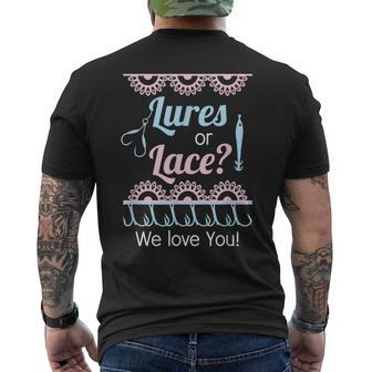 Baby Gender Reveal Party Lures Or Lace We Love You Men's T-shirt Back Print - Monsterry AU