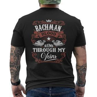 Bachman Blood Runs Through My Veins Vintage Family Name Men's T-shirt Back Print - Seseable