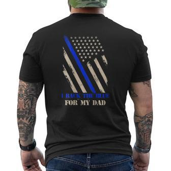 Back The Blue For My Dad Proud Police's Kids Art On Back Mens Back Print T-shirt | Mazezy