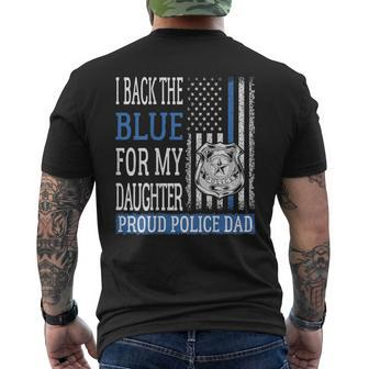 I Back The Blue For My Daughter Proud Police Dad Cop Father Men's T-shirt Back Print - Monsterry UK