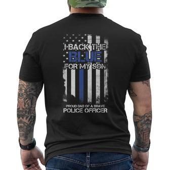 I Back The Blue For My Son Proud Dad Of A Police Officer Men's T-shirt Back Print - Monsterry AU