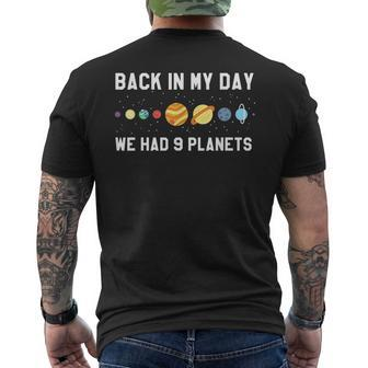 Back In My Day 9 Planets Pluto Space Astronomy T Men's T-shirt Back Print - Monsterry