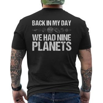 Back In My Day We Had Nine Planets Science Lovers Earth Men's T-shirt Back Print - Seseable